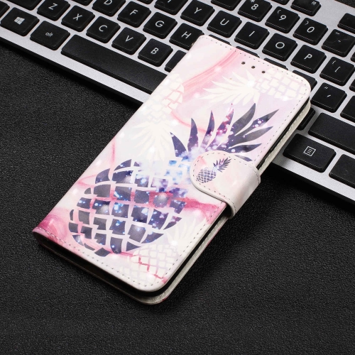 

3D Visual Painting Horizontal Flip Leather Case for iPhone XIR 2019, With Bracket & Card Slot & Wallet & Bracelet(Purple Pineapple Pattern)