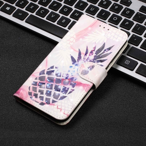 

3D Visual Painting Left And Right Open Leather Case for LG G7 Fit , With Bracket & Card Slot & Wallet & Bracelet(Purple Pineapple Pattern)