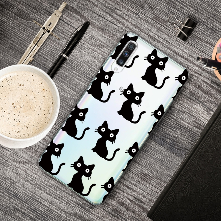 

Fashion Soft TPU Case 3D Cartoon Transparent Soft Silicone Cover Phone Cases For Galaxy A50(Black Cat)