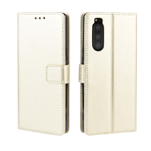 

Retro Crazy Horse Texture Horizontal Flip Leather Case for Sony Xperia 2 , with Holder & Card Slots & Photo Frame(Gold)