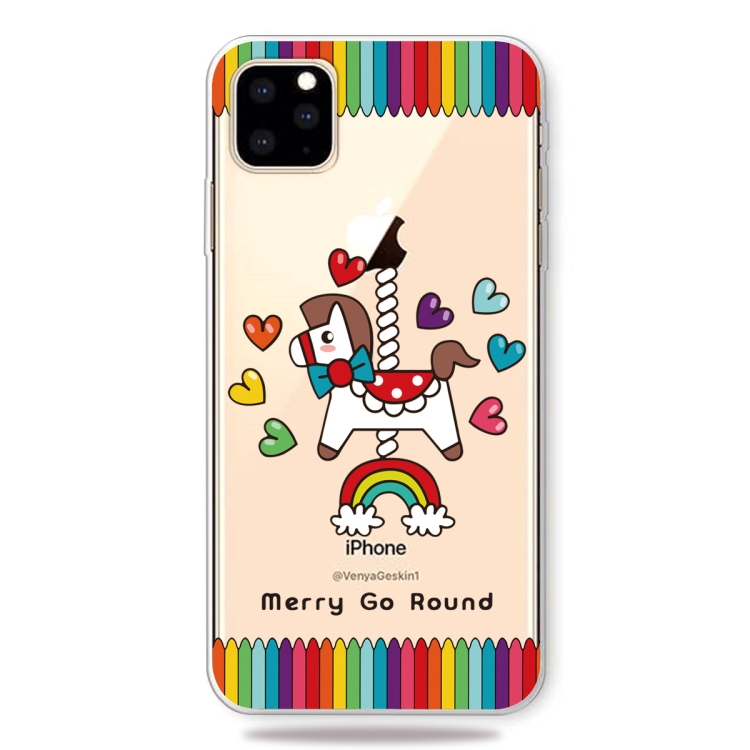 

Fashion Soft TPU Case 3D Cartoon Transparent Soft Silicone Cover Phone Cases For iPhone 11 Pro(Merry-go-round)