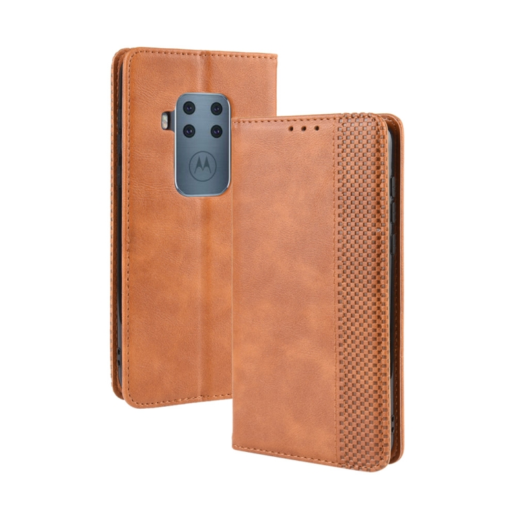 

Magnetic Buckle Retro Crazy Horse Texture Horizontal Flip Leather Case for Motorola Moto One Pro , with Holder & Card Slots & Photo Frame(Brown)