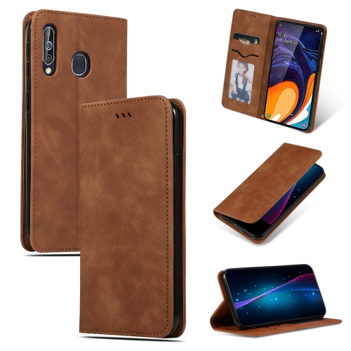 

Retro Skin Feel Business Magnetic Horizontal Flip Leather Case for Galaxy A60 / M40(Brown)