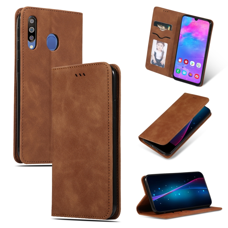 

Retro Skin Feel Business Magnetic Horizontal Flip Leather Case for Galaxy M30 / A40s(Brown)