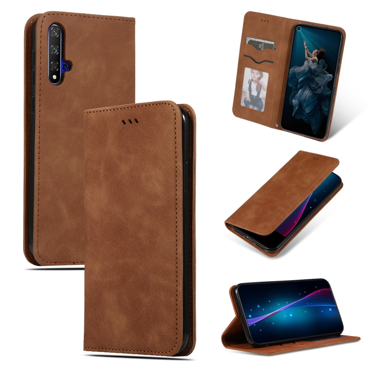 

Retro Skin Feel Business Magnetic Horizontal Flip Leather Case for Huawei Honor 20(Brown)