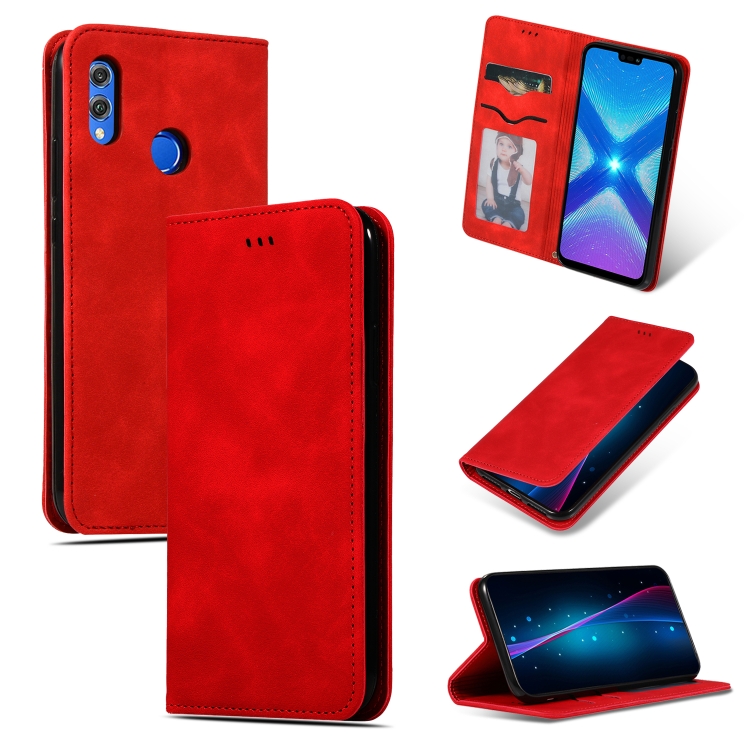

Retro Skin Feel Business Magnetic Horizontal Flip Leather Case for Huawei Honor 8X(Red)