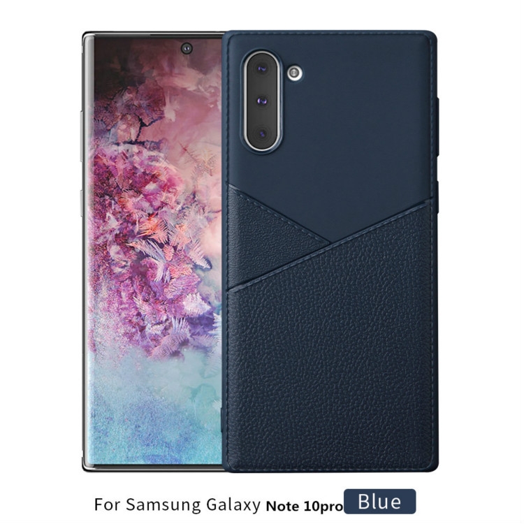 

Ultra-thin Shockproof Soft TPU + Leather Case for Galaxy Note10+ / Note10+ 5G(Blue)