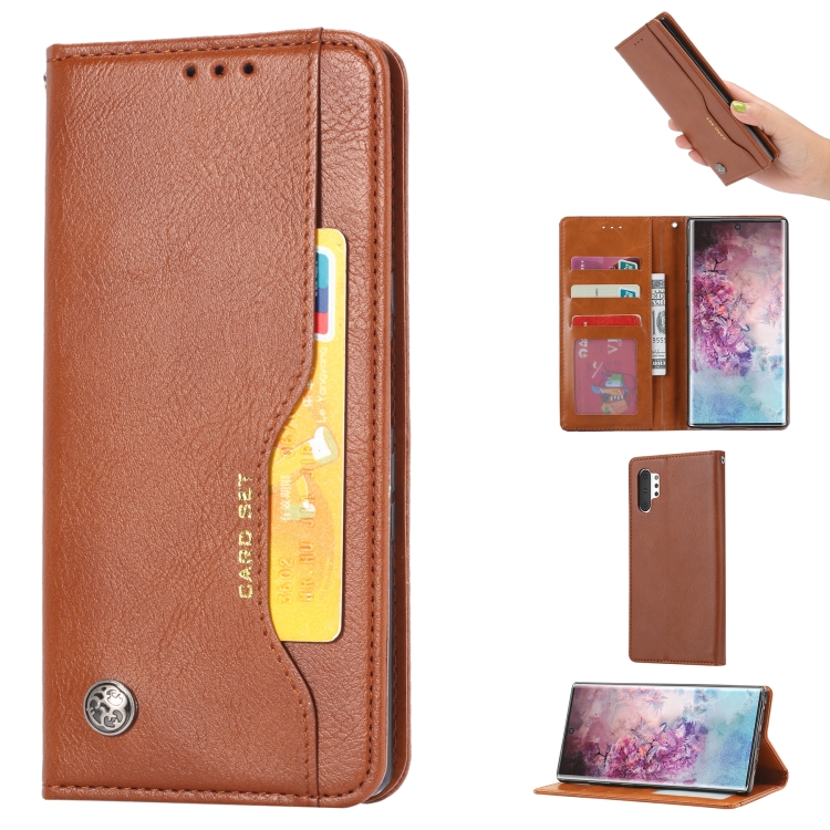 

Knead Skin Texture Horizontal Flip Leather Case for Galaxy Note10+ , with Photo Frame & Holder & Card Slots & Wallet(Brown)