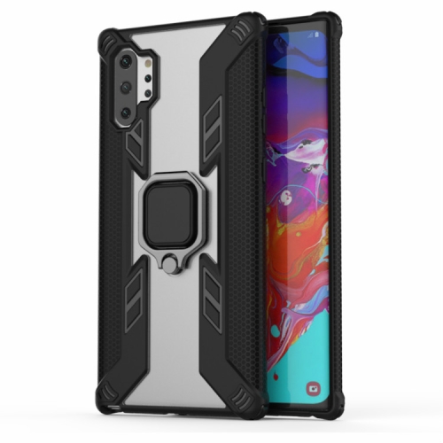 

Iron Warrior Shockproof PC + TPU Protective Case for Galaxy Note10+ / Note10+ 5G, with Ring Holder(Black)