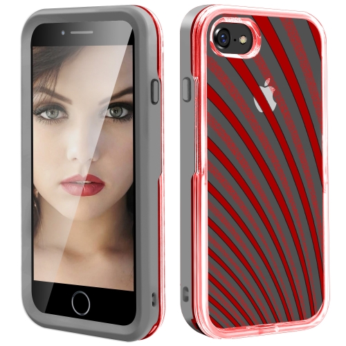 

2 in 1 TPU+PC Solid Color Combination Drop For iPhone 8Plus / 7Plus(Grey+Red)