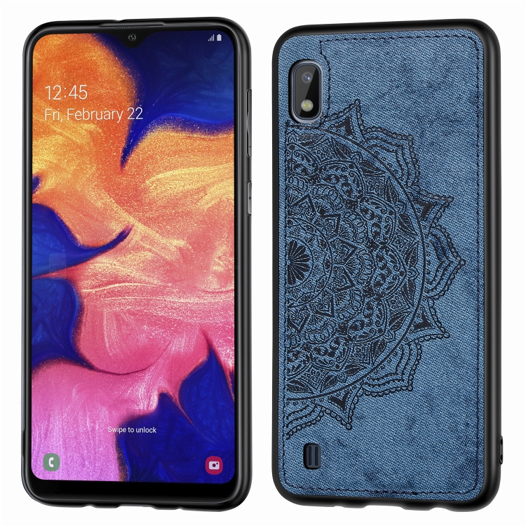 

Embossed Mandala Pattern Magnetic PC + TPU + Fabric Shockproof Case for Galaxy A10, with Lanyard(Blue)