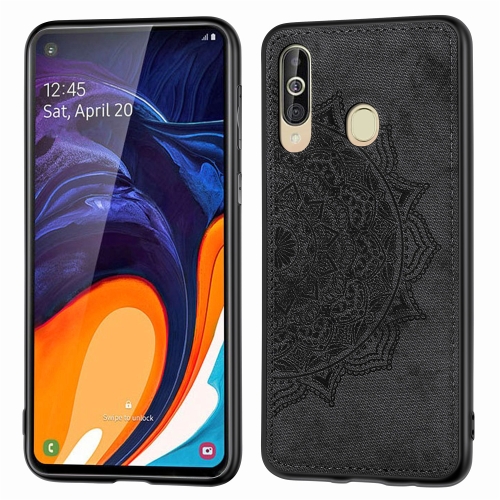 

Embossed Mandala Pattern Magnetic PC + TPU + Fabric Shockproof Case for Galaxy A60 / M30, with Lanyard(Black)
