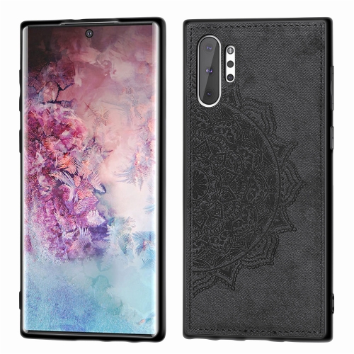 

Embossed Mandala Pattern Magnetic PC + TPU + Fabric Shockproof Case for Galaxy Note10+, with Lanyard(Black)