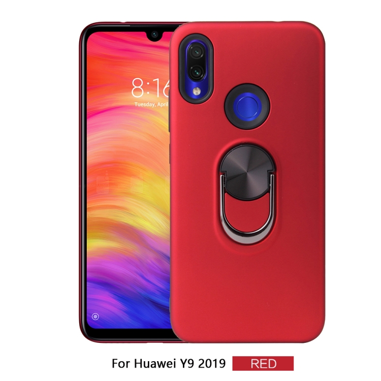 

360 Rotary Multifunctional Stent PC+TPU Case for Huawei Y9(2019),with Magnetic Invisible Holder(Red)