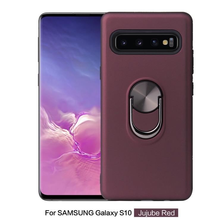 

360 Rotary Multifunctional Stent PC+TPU Case for Galaxy S10 5G ,with Magnetic Invisible Holder(Jujube Red)