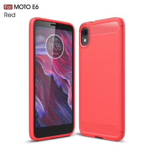 

Brushed Texture Carbon Fiber TPU Case for MOTO E6(Red)