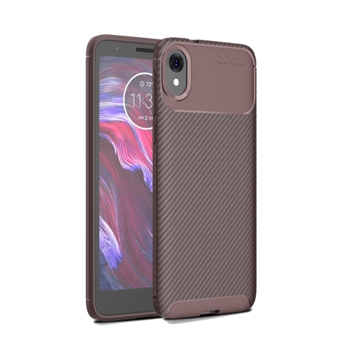 

Beetle Series Carbon Fiber Texture Shockproof TPU Case for MOTO E6(Brown)