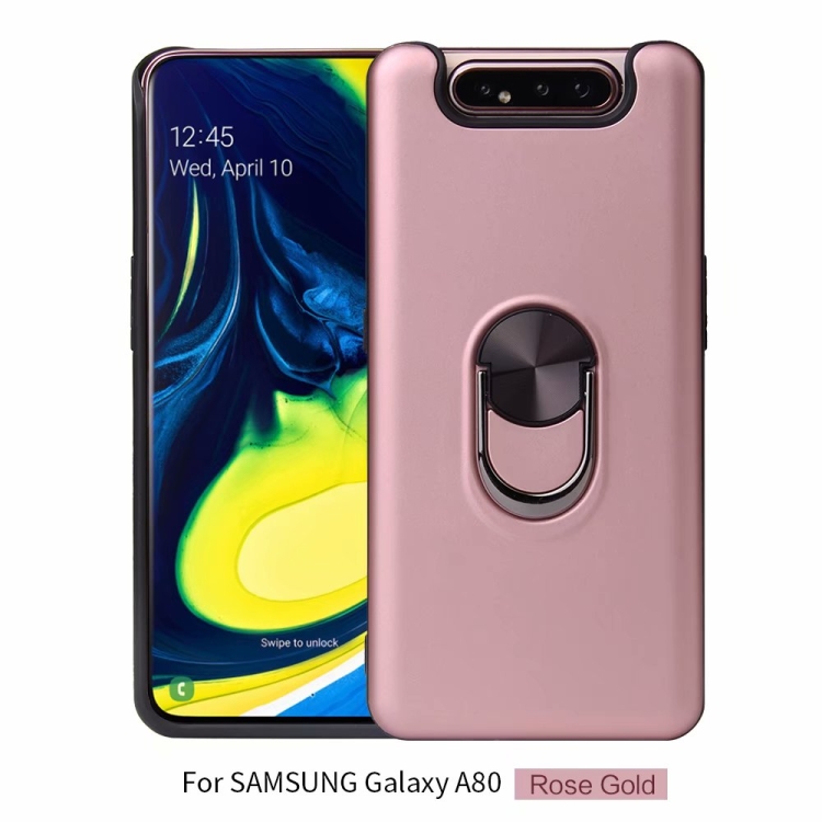

360 Rotary Multifunctional Stent PC+TPU Case for Galaxy A80, with Magnetic Invisible Holder(Rose Gold)