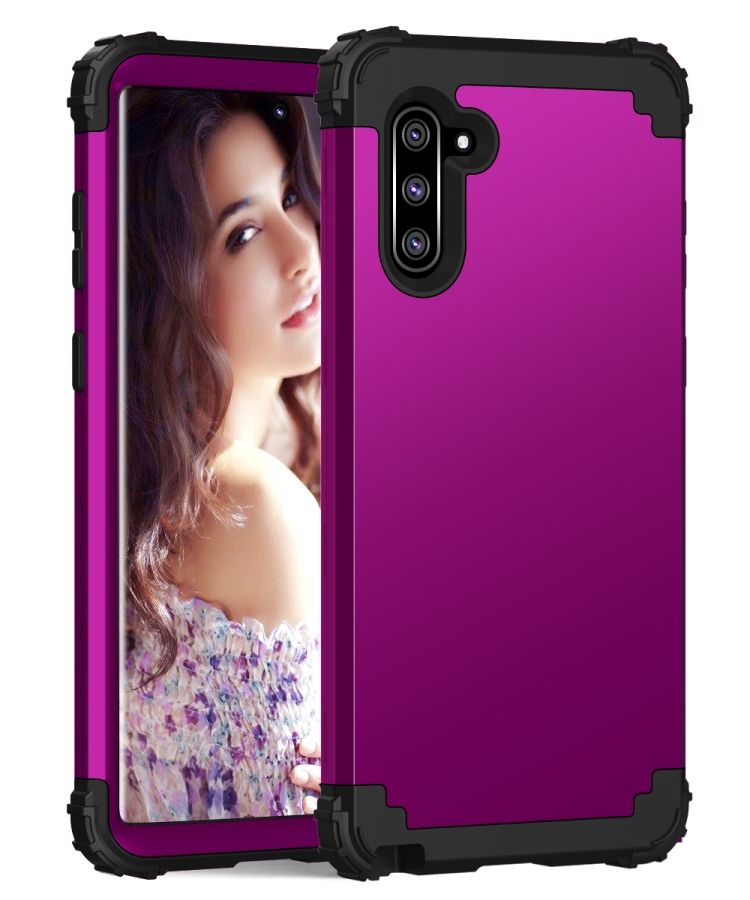 

PC+ Silicone Three-piece Anti-drop Protection Case for Galaxy Note10(Dark purple)