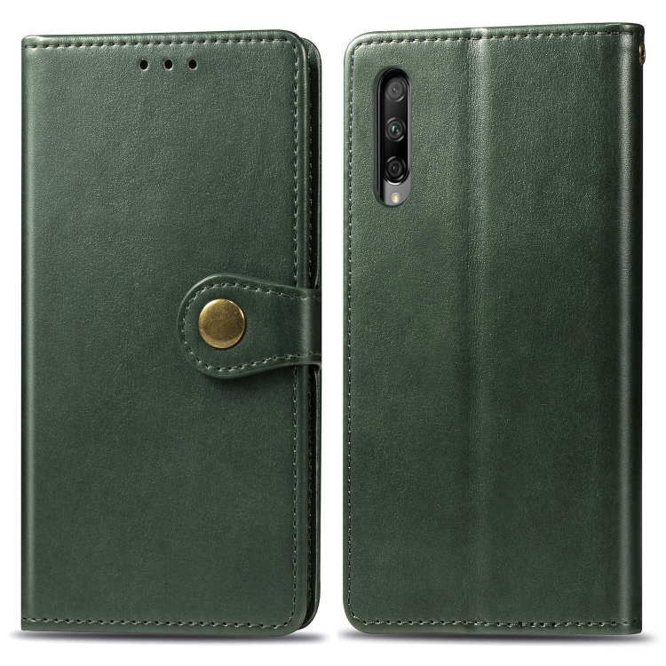 

Retro Solid Color Leather Buckle Mobile Phone Protection Leather Case with Lanyard & Photo Frame & Card Slot & Wallet & Bracket Function for Huawei Honor 9X Pro(Green)