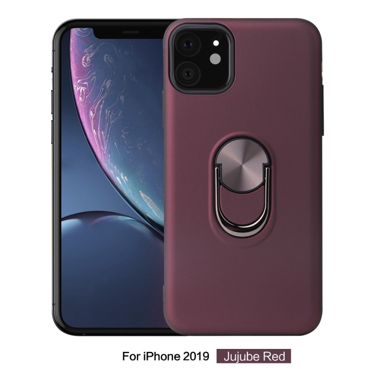 

360 Rotary Multifunctional Stent PC+TPU Case for iPhone 11, with Magnetic Invisible Holder(Jujube Red)