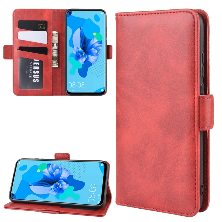 

Wallet Stand Leather Cell Phone Case for Huawei P20 Lite 2019 / Nova 5i，with Wallet & Holder & Card Slots(Red)