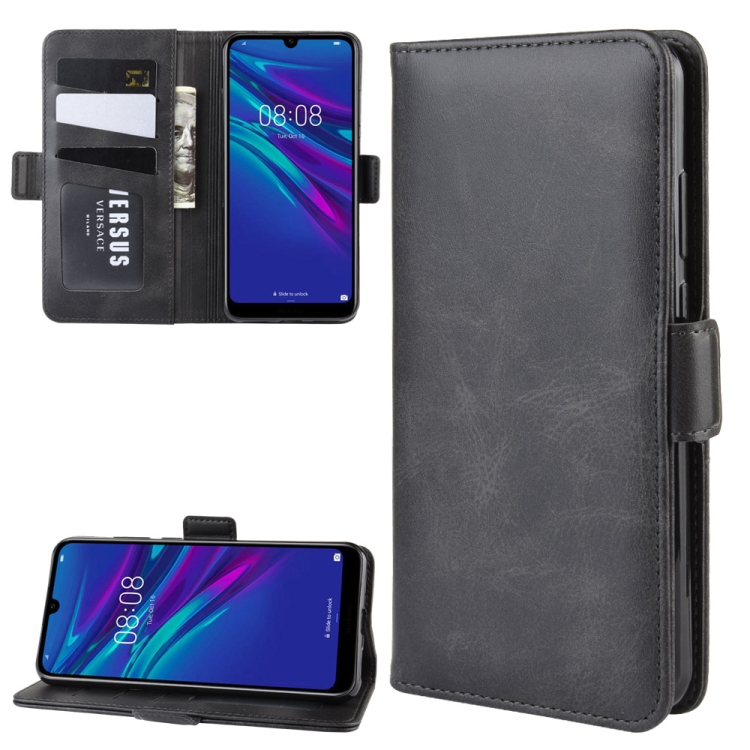 

Wallet Stand Leather Cell Phone Case for Huawei Y6 2019，with Wallet & Holder & Card Slots(Black)