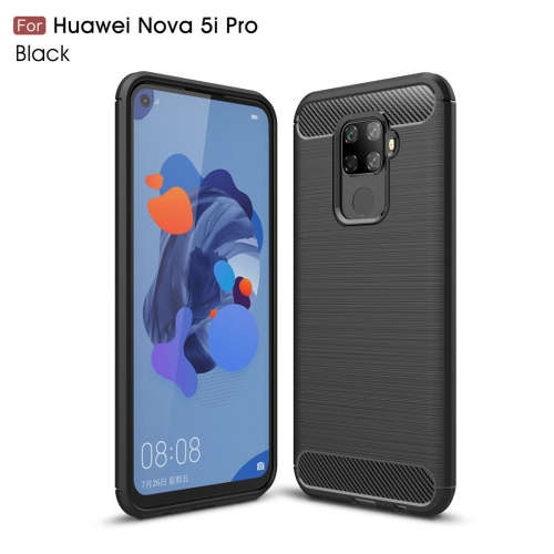 

Brushed Texture Carbon Fiber TPU Case for Huawei Nova 5i Pro(Black)