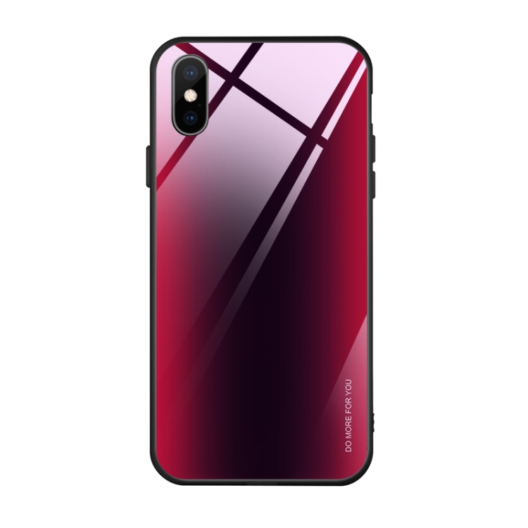 

Mocolo Gradient Color Glass Phone Case for iPhone XS Max(Dark Red Black)