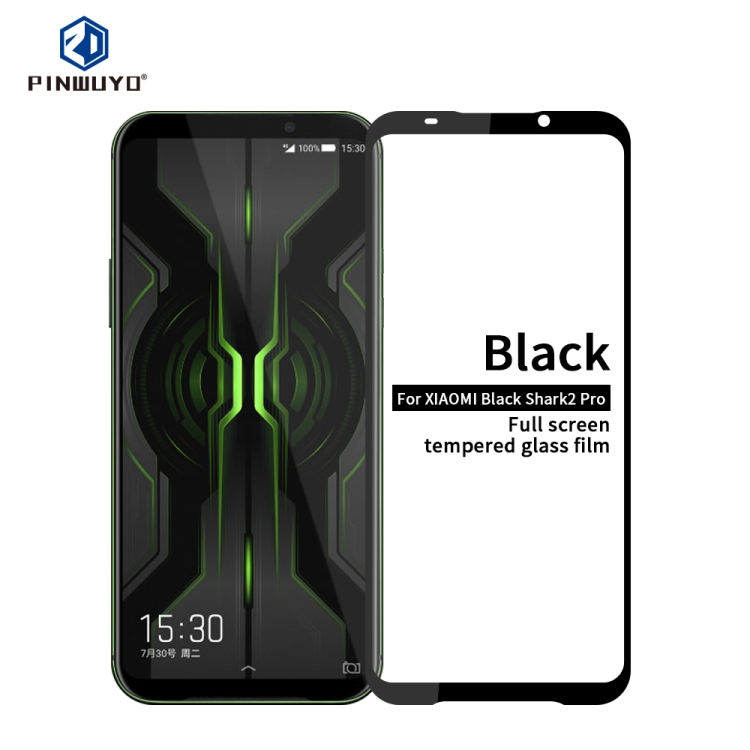 

PINWUYO 9H 2.5D Full Screen Tempered Glass Film for Xiaomi Black shark2 Pro（Black）