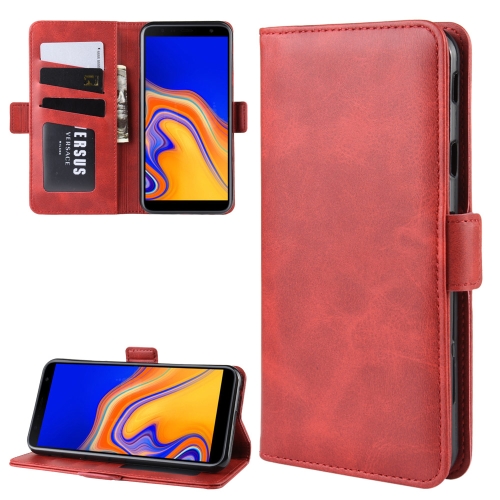 

Dual-side Magnetic Buckle Horizontal Flip Leather Case for Galaxy J4+ / J4 Core, with Holder & Card Slots & Wallet & Photo Frame(Red)