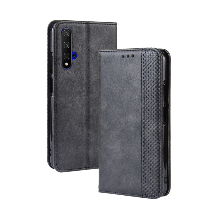 

Magnetic Buckle Retro Crazy Horse Texture Horizontal Flip Leather Case for Huawei Honor 20,with Holder & Card Slots & Photo Frame(Black)