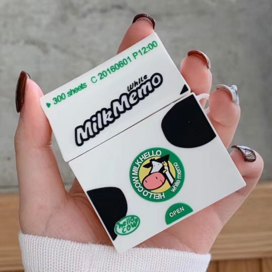 

For Apple AirPods 1/2 Generation Universal Wireless Milk Milk Banana Vertical Body Bluetooth Headphone Protective Case(White)