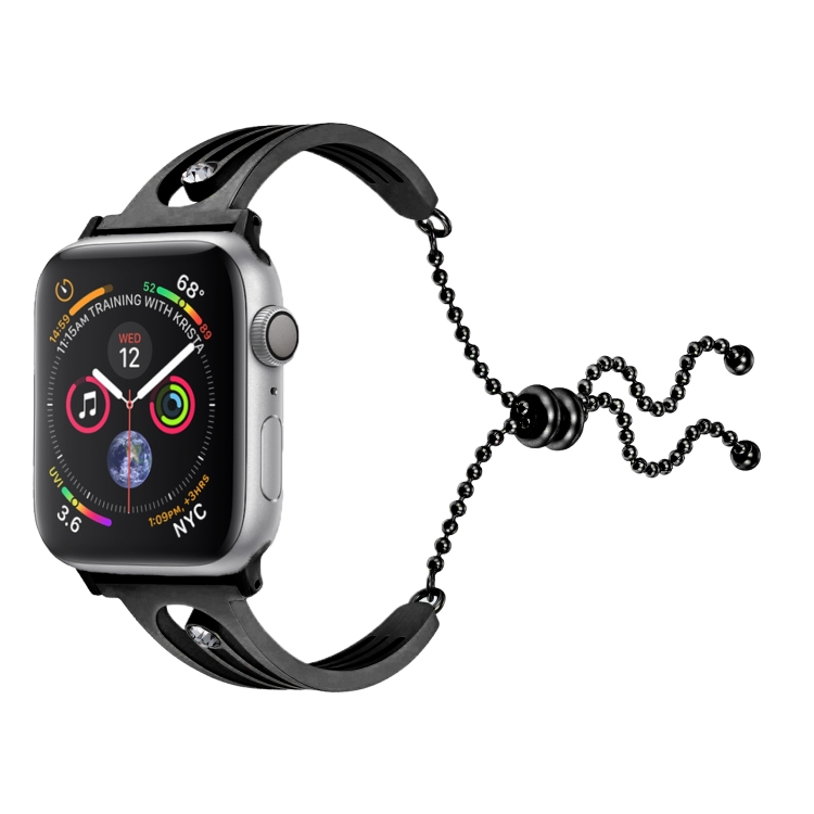

For Apple Watch 3/2/1 42mm Universal Black Diamond Stainless Steel Bracelet Band(Black)