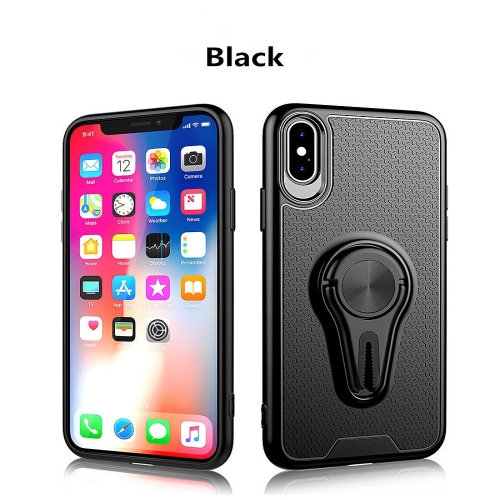 

360 Rotary Multifunctional Stent TPU Case for iPhone X / XS ,with Magnetic Invisible Holder & Car Holder(Black)