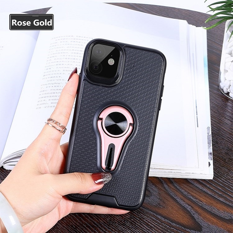 

Non-slip Y-shaped TPU Mobile Phone Case with Rotating Car Bracket for iPhone 11(Rose Gold)