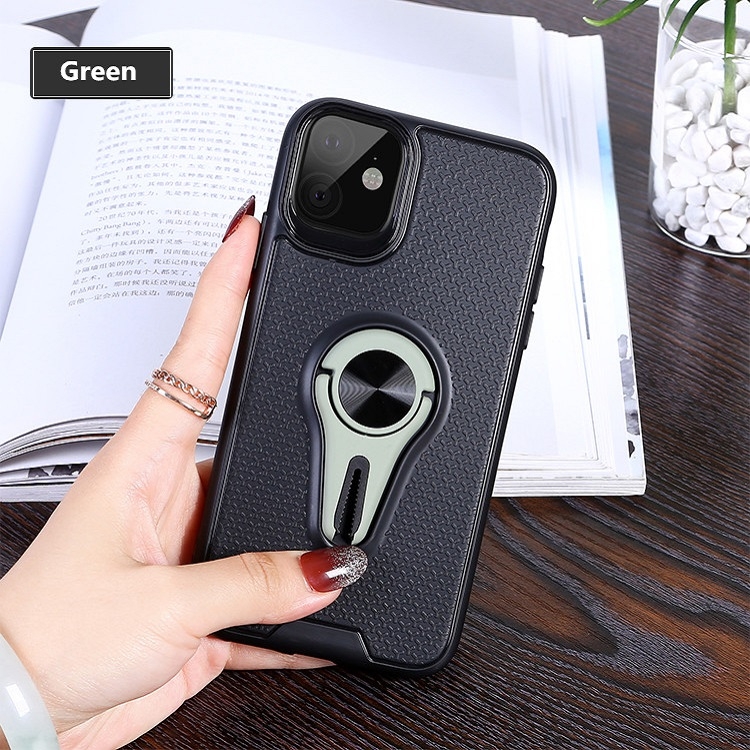 

Non-slip Y-shaped TPU Mobile Phone Case with Rotating Car Bracket for iPhone 11(Green)