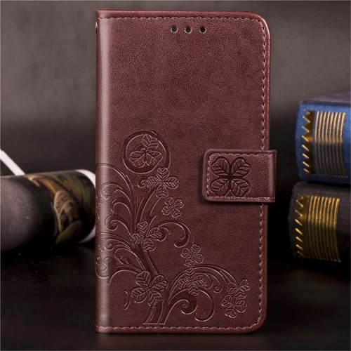 

For LG W10 Lucky Clover Pressed Flowers Pattern Leather Case , with Holder & Card Slots & Wallet & Hand Strap(Brown)