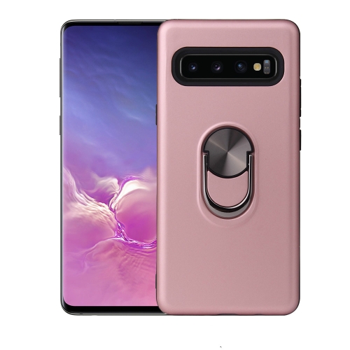 

360 Rotary Multifunctional Stent PC+TPU Case for Galaxy S10 ,with Magnetic Invisible Holder(Rose Gold)