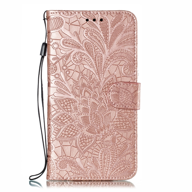 

Lace Flower Embossing Pattern Horizontal Flip Leather Case for Moto P40 Play , with Holder & Card Slots & Wallet & Photo Frame & Lanyard(Rose Gold)