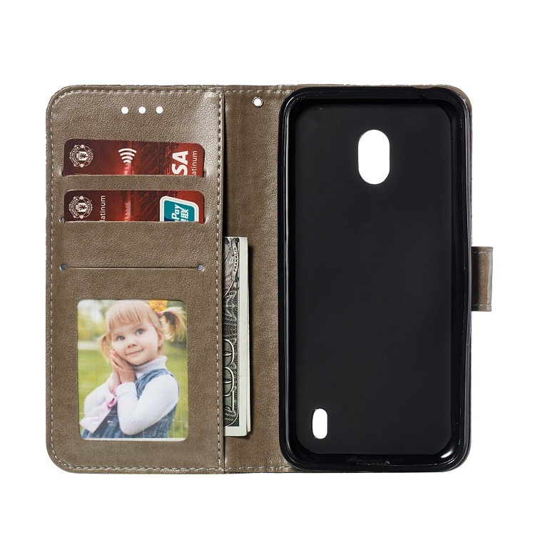 

Lace Flower Embossing Pattern Horizontal Flip Leather Case for Nokia 2.2 , with Holder & Card Slots & Wallet & Photo Frame & Lanyard(Gray)