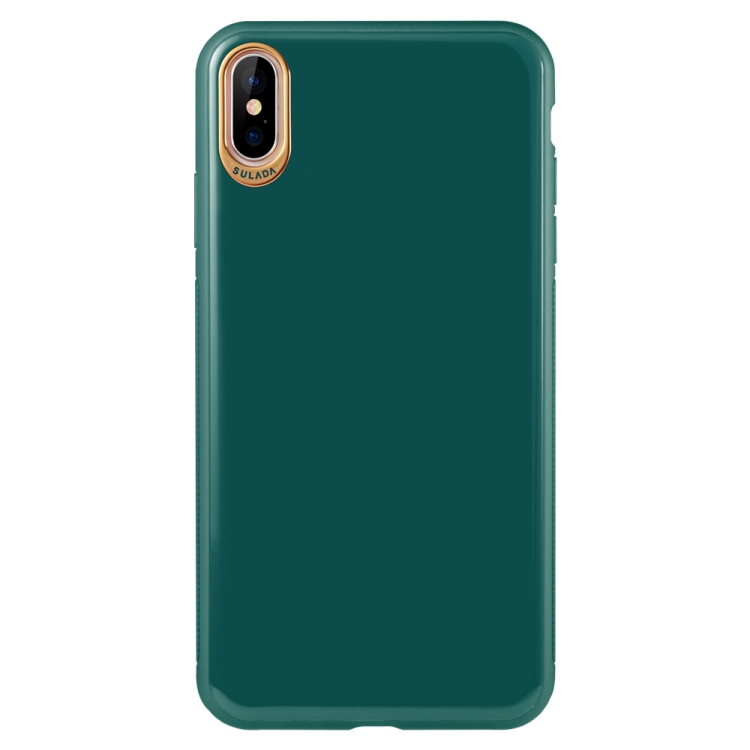 

SULADA Solid Color Electroplating TPU Case for iPhone XS Max(Black Green)
