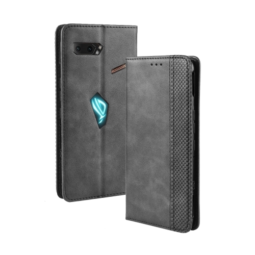 

Magnetic Buckle Retro Crazy Horse Texture Horizontal Flip Leather Case for Asus ROG Phone II ZS660KL ,with Holder & Card Slots & Photo Frame(Black)