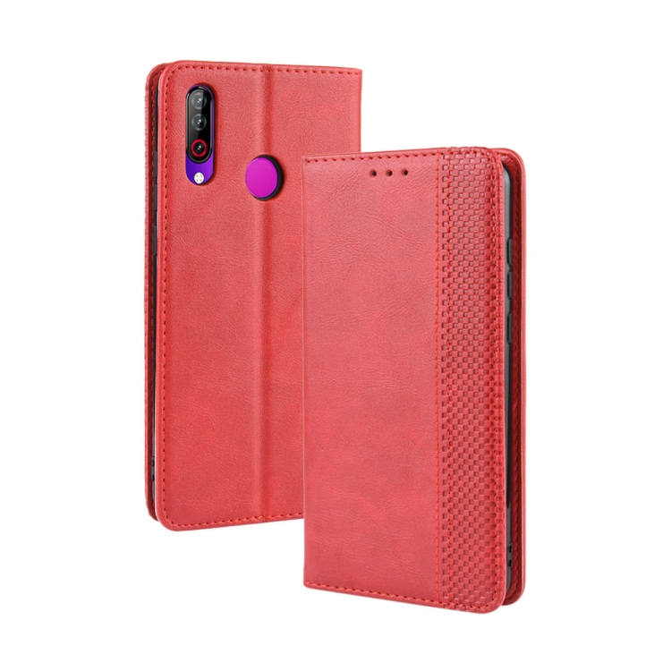 

Magnetic Buckle Retro Crazy Horse Texture Horizontal Flip Leather Case for LG W30,with Holder & Card Slots & Photo Frame(Red)