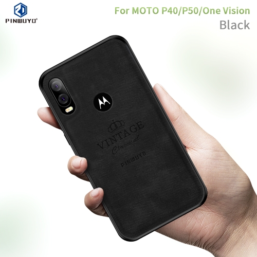 

PINWUYO Shockproof Waterproof Full Coverage PC + TPU + Skin Protective Case for Motorola Moto P40 / P50 / One Vision(Black)
