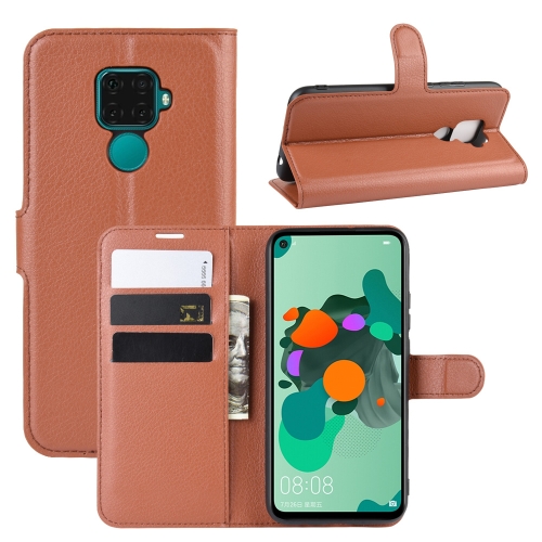 

Litchi Texture Horizontal Flip Leather Case for Huawei Mate 30 Lite / Nova 5i Pro, with Wallet & Holder & Card Slots(Brown)