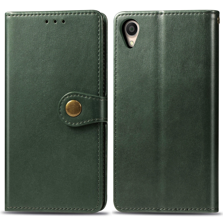 

Retro Solid Color Leather Buckle Mobile Phone Protection Leather Case with Lanyard & Photo Frame & Card Slot & Wallet & Bracket Function for OPPO Reno 10X zoom(Green)