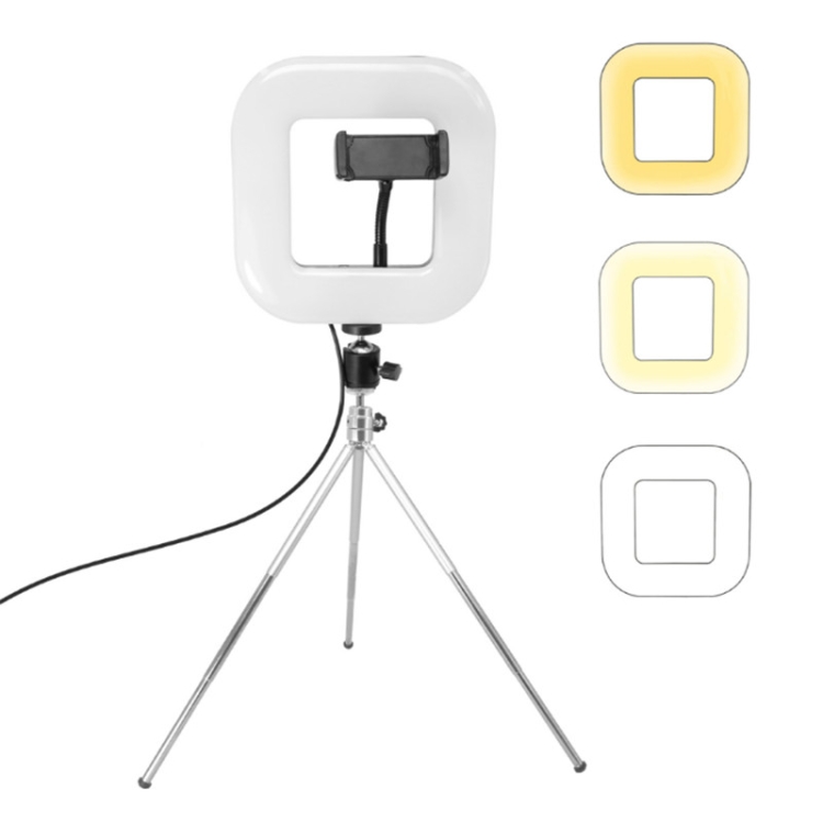 

XWJ-D35B 28cm Dimmable LED Square Light With Tripod Net Red Live Fill Light Mobile Phone Bracket