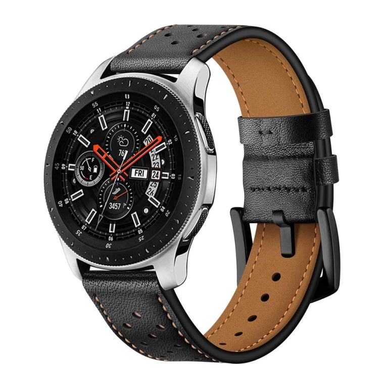 

For Samsung Galaxy Watch Active 2 22mm Leather Eyelet Sport Strap(Black)