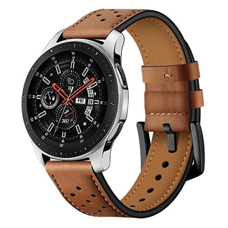 

For Apply Samsung Galaxy Watch Active 20mm Leather Eyelet Sport Strap(Brown)